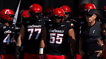 Cincinnati Bearcats head coach Scott Satterfieldprepares to take the field before the NCAA football game between the Cincinnati Bearcats and Iowa State Cyclones at Nippert Stadium in Cincinnati on Oct. 4, 2025.