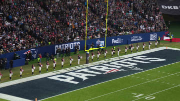 Nov 12, 2023; Frankfurt, Germany; New England Patriots cheerleaders observe the playing of the