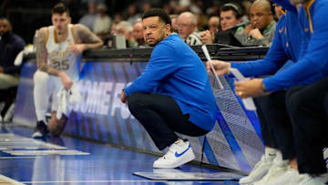 Mar 11, 2025; Charlotte, NC, USA; Pittsburgh Panthers head coach Jeff Capel reacts in the first half at Spectrum Center. Mandatory Credit: Bob Donnan-Imagn Images
