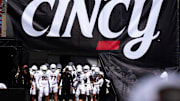 Cincinnati Bearcats head coach Scott Satterfield stands with his team before taking the field before the NCAA football game between the Cincinnati Bearcats and Bowling Green Falcons at Nippert Stadium in Cincinnati on Sept. 6, 2025.