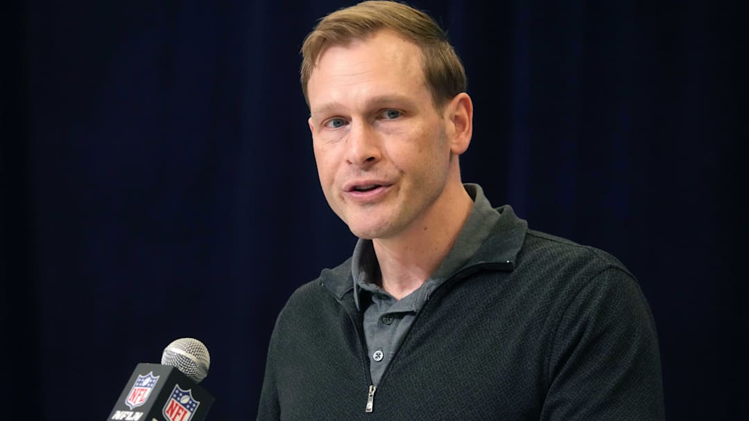 Chicago Bears coach Ben Johnson speaks during the NFL Scouting Combine at the Indiana Convention Center.