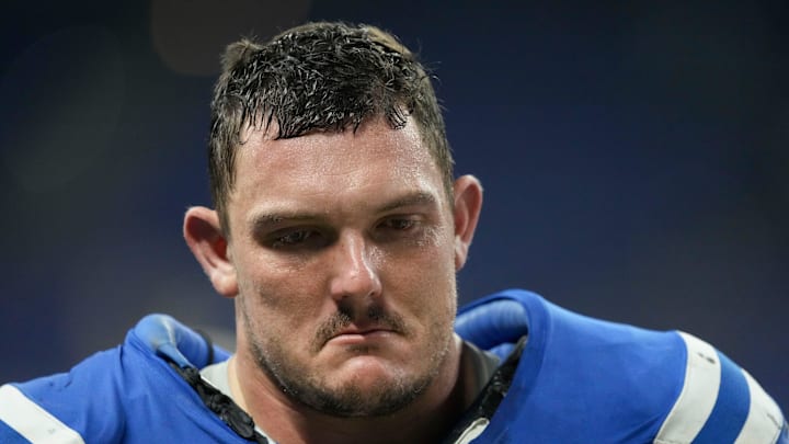 Indianapolis Colts center Ryan Kelly leaves the field