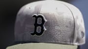 May 26, 2025; Milwaukee, Wisconsin, USA;  General view of a Boston Red Sox hat during warmups prior the game against the Milwaukee Brewers at American Family Field. 