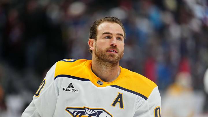 Jan 16, 2026; Denver, Colorado, USA; Nashville Predators center Ryan O'Reilly (90) before the game against the Colorado Avalanche at Ball Arena. Mandatory Credit: Ron Chenoy-Imagn Images