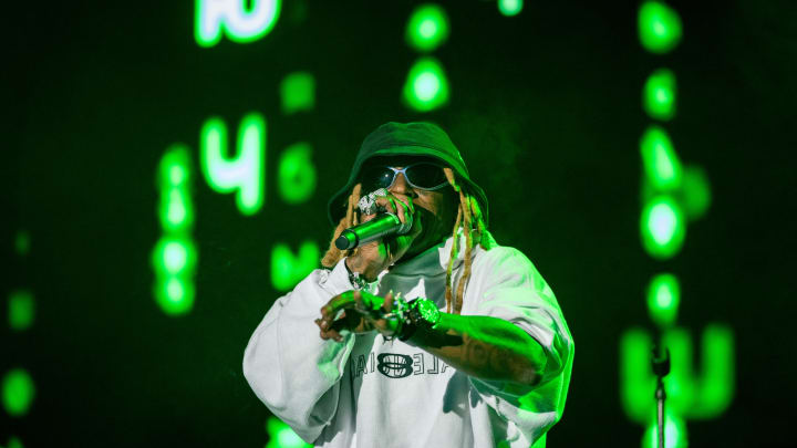 Rapper Lil Wayne performs at Wells Fargo Arena, Thursday, April 11, 2024 in Des Moines, Iowa.