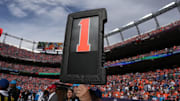 Oct 27, 2024; Denver, Colorado, USA; General view of a first down marker during the second half between the Carolina Panthers against the Denver Broncos at Empower Field at Mile High. Mandatory Credit: Ron Chenoy-Imagn Images