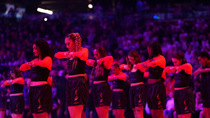 Sep 19, 2025; Phoenix, Arizona, USA; Phoenix Mercury Dancers perform during the first half of game three of round one for the 2025 WNBA Playoffs at PHX Arena against the New York Liberty. Mandatory Credit: Joe Camporeale-Imagn Images Sep 19, 2025; Phoenix, Arizona, USA; Phoenix Mercury Dancers perform during the first half of game three of round one for the 2025 WNBA Playoffs at PHX Arena against the New York Liberty. Mandatory Credit: Joe Camporeale-Imagn Images