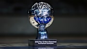 Mar 16, 2024; Las Vegas, NV, USA; The 2024 Pac-12 Conference men's basketball champion trophy at T-Mobile Arena. Mandatory Credit: Kirby Lee-Imagn Images