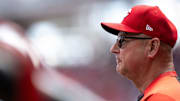 Cincinnati Reds manager Terry Francona looks on in the sixth inning between Cincinnati Reds and New York Mets at Great American Ball Park in Cincinnati on Sept. 7, 2025.