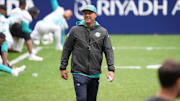 Miami Dolphins special teams coordinator coach Craig Aukerman during practice at Estadio Riyadh Air Metropolitano. 