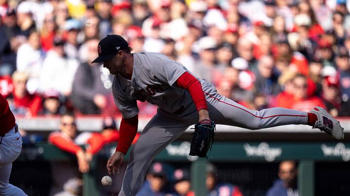 Boston Red Sox pitcher Sonny Gray (54) drops the ball