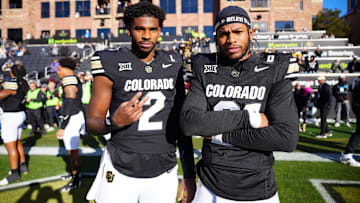 Cleveland Browns quarterback Shedeur Sanders and his brother, Tampa Bay Buccaneers safety Shilo Sanders. (Mandatory Credit: Ron Chenoy-Imagn Images