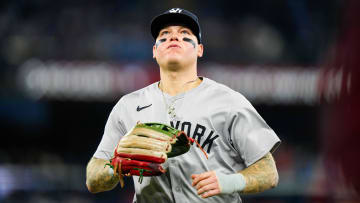 Jun 29, 2024; Toronto, Ontario, CAN; New York Yankees outfielder Alex Verdugo (24) looks on against the Toronto Blue Jays at Rogers Centre. Mandatory Credit: Kevin Sousa-USA TODAY Sports