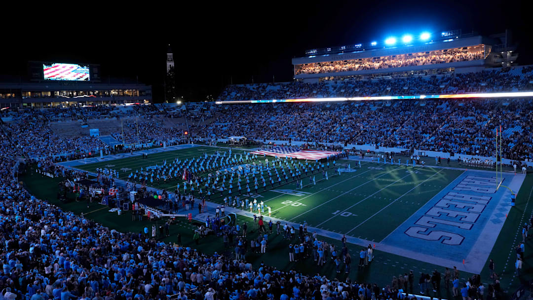 Nov 16, 2024; Chapel Hill, North Carolina, USA; An overall view of the field before the game at Kenan Memorial Stadium. Mandatory Credit: Bob Donnan-Imagn Images