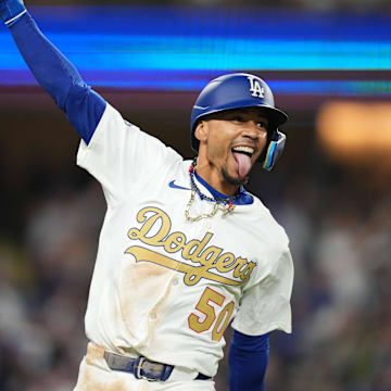 Los Angeles Dodgers shortstop Mookie Betts' game-worn cleats from Opening Day are fetching $5,000 online.