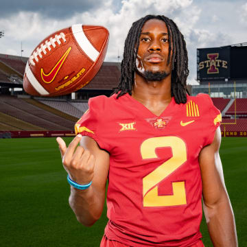 Iowa State defensive back T.J. Tampa stands for a photo during media day at Jack Trice Stadium in Ames, Friday, Aug. 4, 2023.