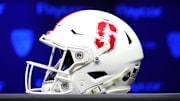 Jul 29, 2022; Los Angeles, CA, USA; Stanford Cardinal helmet during Pac-12 Media Day at Novo Theater. Mandatory Credit: Kirby Lee-Imagn Images