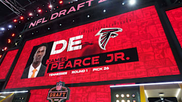 Apr 24, 2025; Green Bay, WI, USA; Tennessee Volunters defensive end James Pearce Jr. is selected as the No. 26 pick by the Atlanta Falcons during the NFL Draft at Lambeau Field. Mandatory Credit: Kirby Lee-Imagn Images