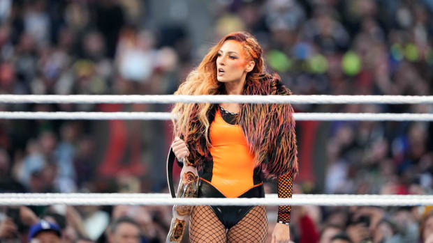 Apr 1, 2023; Inglewood, CA, USA; Becky Lynch during WrestleMania Night 1 at SoFi Stadium. Mandatory