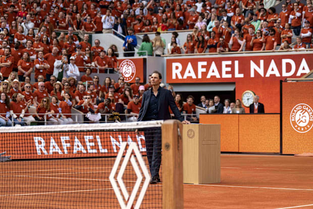 Rafael Nadal of Spain during the presentation ceremony paying tribute to his career