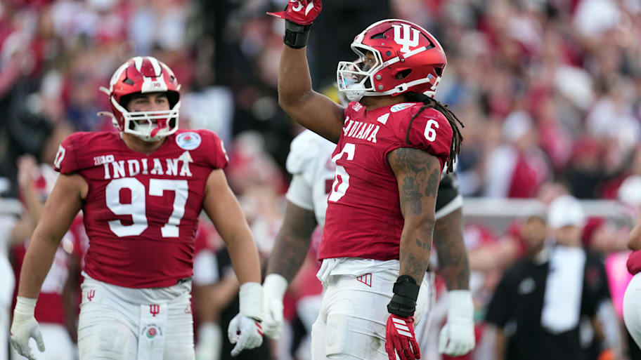 Hoosiers defensive lineman Mikail Kamara celebrates after a sack against Alabama.