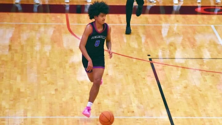 Duncanville's Beckham Black (0) has transferred to Southeastern Prep Academy in Orlando, Florida for the 2025-2026 season, where his stepfather, former Duncanville head coach Brad Peavy, is now the head coach. Duncanville's Beckham Black (0) has transferred to Southeastern Prep Academy in Orlando, Florida for the 2025-2026 season, where his stepfather, former Duncanville head coach Brad Peavy, is now the head coach.