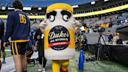 Official Mayo Bowl mascot during pregame warm ups between the North Carolina Tar Heels and the West Virginia Mountaineers.