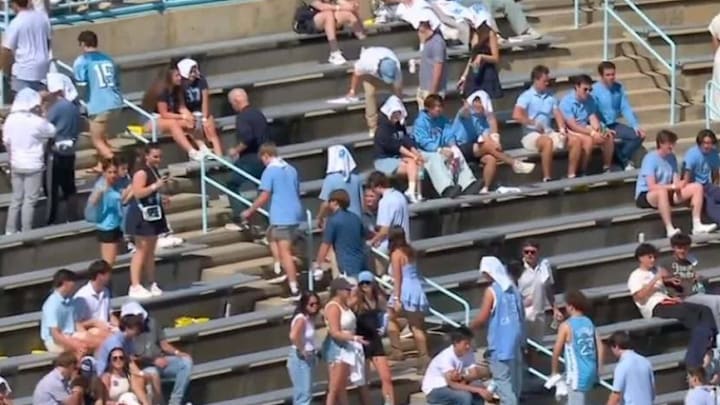 Tar Heels fans headed for the exits with the team trailing 35-3 before halftime. 