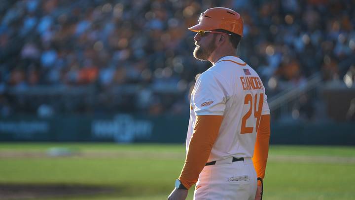 Tennessee baseball coach Josh Elander during an NCAA college baseball game against Nicholls on Feb. 13, 2026, in Knoxville, Tennessee.