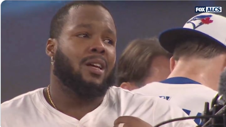 Vladimir Guerrero Jr. was emotional after the Blue Jays clinched a World Series berth. Vladimir Guerrero Jr. was emotional after the Blue Jays clinched a World Series berth.