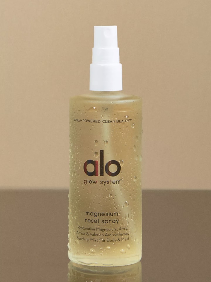 A great gift for insomniacs is the Alo Magnesium Reset Spray pictured here.