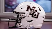 An image of the white helmets with the interlocking MSU logo that Mississippi State will wear against Tennessee on September 27 was unveiled in a social media post Thursday.
