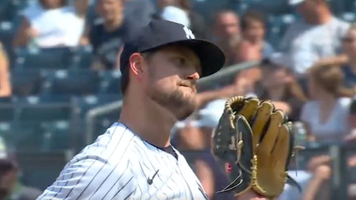 Yankees pitcher JT Brubaker didn't seem to be a fan of this call by the home plate umpire. 