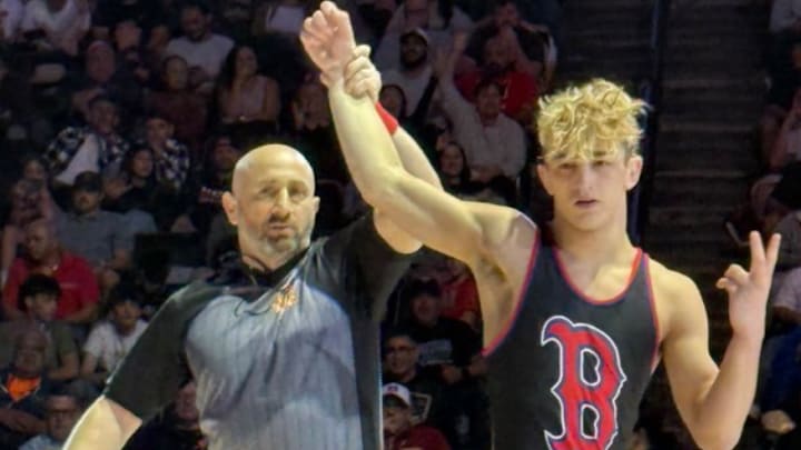 Buchanan's Rocklin Zinkin has arm raised after securing his second consecutive CIF Southern Section state title. The win also clinched the 2025 teams championship for the Bears as they edged rival Poway for the crown. Buchanan's Rocklin Zinkin has arm raised after securing his second consecutive CIF Southern Section state title. The win also clinched the 2025 teams championship for the Bears as they edged rival Poway for the crown.