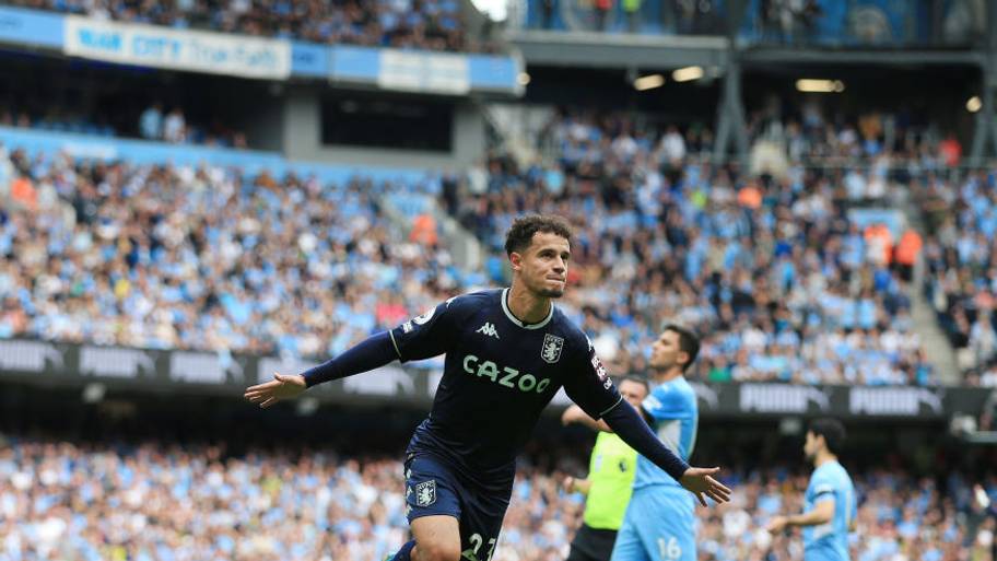 Philippe Coutinho scores vs. Man City, May 2022.