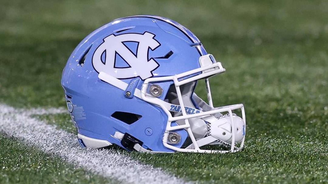 Oct 28, 2023; Atlanta, Georgia, USA; A detailed view of a North Carolina Tar Heels helmet on the field before a game against the Georgia Tech Yellow Jackets at Bobby Dodd Stadium at Hyundai Field. Mandatory Credit: Brett Davis-Imagn Images