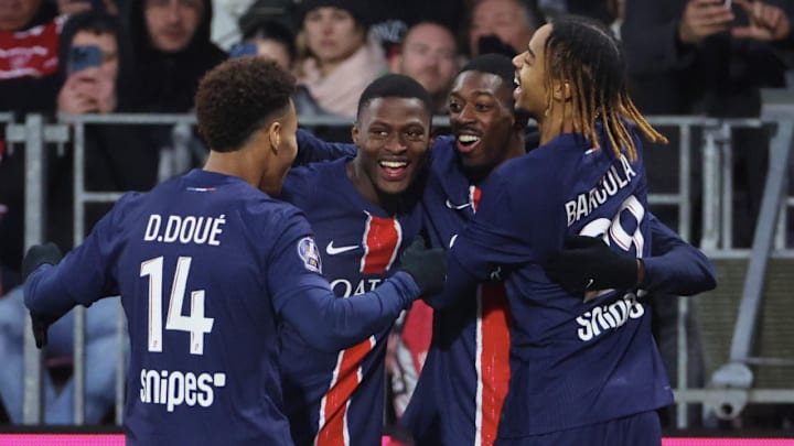 Bradley Barcola, Desire Doue, Ousmane Dembele, Nuno Mendes