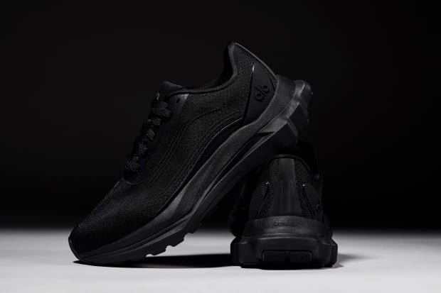 Black Alo Yoga running shoes.