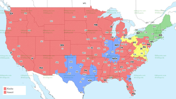 NFL Week 8 coverage map, CBS Early Game