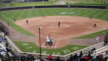 Purdue softball during a NCAA softball game