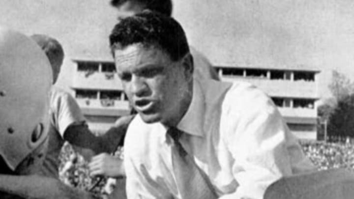 Bernie Crimmins gives instructions during a game at old Memorial Stadium during the 1952 season.