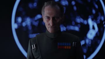 Rogue One: A Star Wars Story. Grand Moff Tarkin. Actor Guy Henry as body actor with Peter Cushing's face recreated. Image Credit: StarWars.com