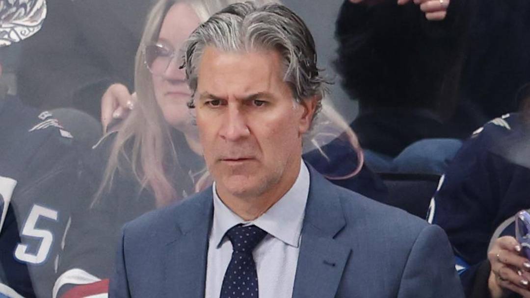 Mar 26, 2026; Winnipeg, Manitoba, CAN; Colorado Avalanche head coach Jared Bednar looks on during a game against the Winnipeg Jets in the first period at Canada Life Centre. Mandatory Credit: James Carey Lauder-Imagn Images