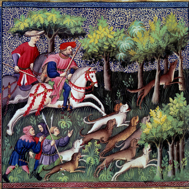 A late 14th-century miniature from "The Book of the Hunting" by Gaston III Phoebus