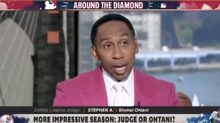 Stephen A. Smith on ESPN's First Take discussing New York Yankees outfielder Aaron Judge. 