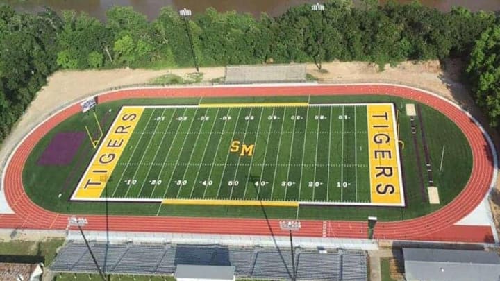 The football stadium at St. Martinsville High School in Louisiana where a deadly shooting took place Friday evening, leading to the cancelling of St. Martinsville's homecoming game against Erath High School.