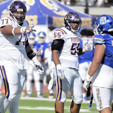 Tommy Tofi (77) is a standout even on Riordan's massive offensive line. The Bay Area's top recruit has committed to Oregon. He leads the Crusaders into a rematch with Serra in next week's Central Coast Section Open Division final after both teams won decisive semifinal games on Saturday. 