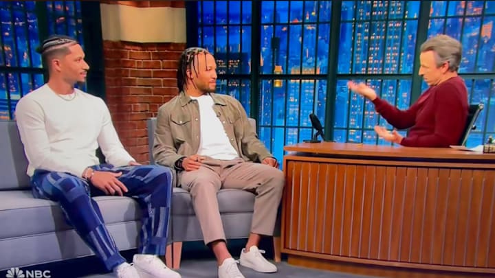 New York Knicks guards Josh Hart and Jalen Brunson appeared on NBC's 'Late Night' with Seth Meyers.