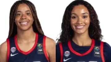 USA Basketball U19 stars Saniyah Hall (left) and Jazzy Davidson powered the Americans into the quarterfinals of the 2025 FIBA U19 Women's World Cup by combining for 44 points in 114-40 rout of Israel, helping the U.S. finish 3-0 in Group A play, on Monday in Czechia.
