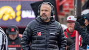 Head coach Matt Rhule during Nebraska's 2025 game against Iowa.